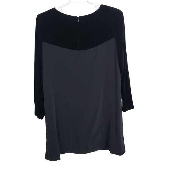 Jones New York Sz 18 Dress Velvet Trim A-line Long Sleeve Knee Length LBD Party - Picture 3 of 12